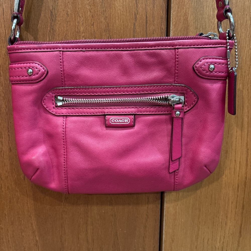 Coach Pink Crossbody Bag with Silver Accents
